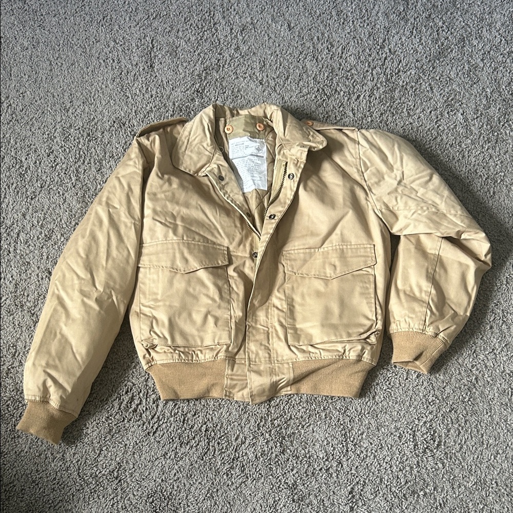Men's Tan Military Field Bomber Jacket Pilot Jacket